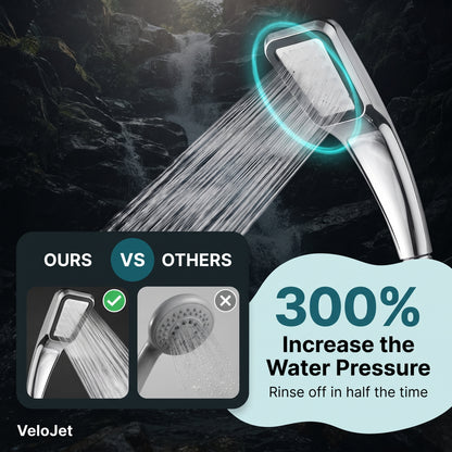 300% more water pressure — VeloJet vs ordinary